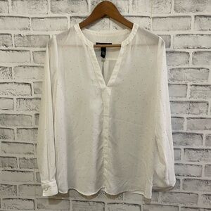 Women’s INC International Concepts white sheer top with tiny rhinestones Sz 6